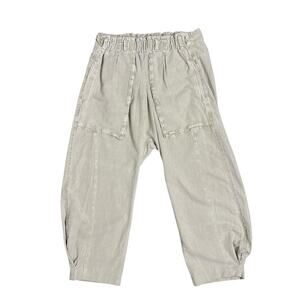 Free People Women's M Tan Slouchy Low Slung Pleated Relaxed Pull On Pants EUC